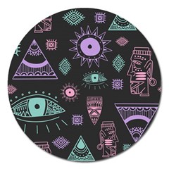 Vintage Seamless Pattern With Tribal Art African Style Drawing Magnet 5  (round)