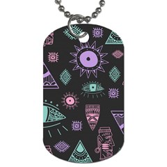 Vintage Seamless Pattern With Tribal Art African Style Drawing Dog Tag (one Side)