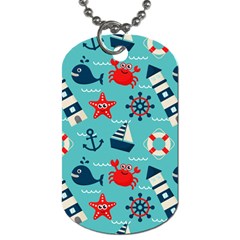 Seamless Pattern Nautical Icons Cartoon Style Dog Tag (two Sides)