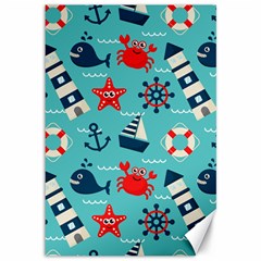 Seamless Pattern Nautical Icons Cartoon Style Canvas 12  X 18 