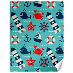 Seamless Pattern Nautical Icons Cartoon Style Canvas 36  X 48 