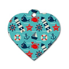 Seamless Pattern Nautical Icons Cartoon Style Dog Tag Heart (one Side)