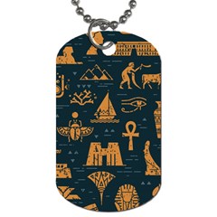 Dark Seamless Pattern Symbols Landmarks Signs Egypt Art Dog Tag (one Side) by Hannah976