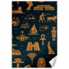 Dark Seamless Pattern Symbols Landmarks Signs Egypt Art Canvas 12  X 18 