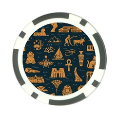 Dark Seamless Pattern Symbols Landmarks Signs Egypt Art Poker Chip Card Guard