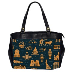 Dark Seamless Pattern Symbols Landmarks Signs Egypt Art Oversize Office Handbag (2 Sides) by Hannah976