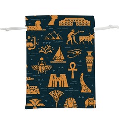 Dark Seamless Pattern Symbols Landmarks Signs Egypt Art Lightweight Drawstring Pouch (xl) by Hannah976