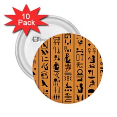 Egyptian Hieroglyphs Ancient Egypt Letters Papyrus Background Vector Old Egyptian Hieroglyph Writing 2 25  Buttons (10 Pack) 