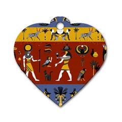 Ancient Egyptian Religion Seamless Pattern Dog Tag Heart (one Side)