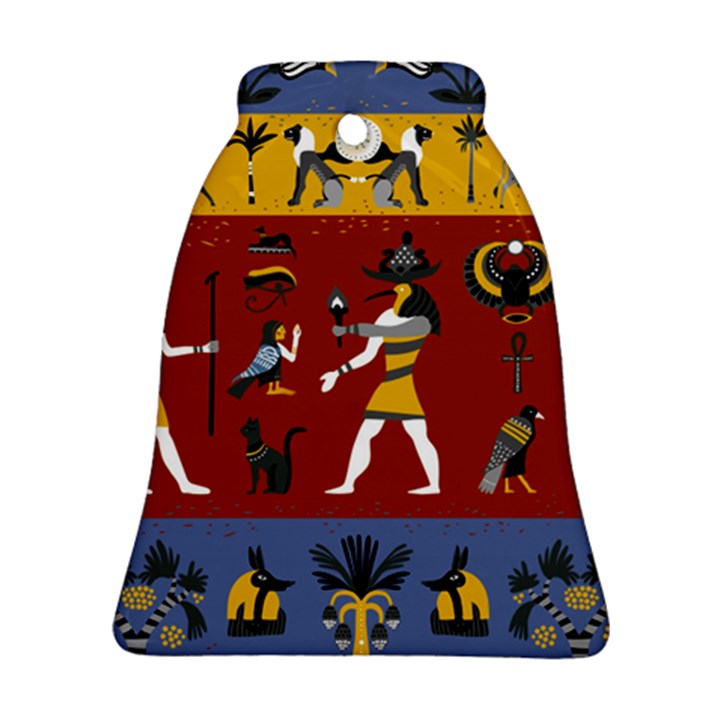 Ancient Egyptian Religion Seamless Pattern Bell Ornament (Two Sides)