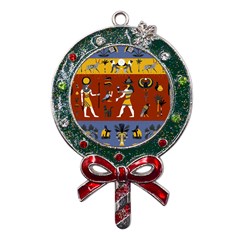Ancient Egyptian Religion Seamless Pattern Metal X mas Lollipop With Crystal Ornament by Hannah976