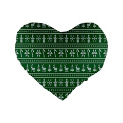 Wallpaper Ugly Sweater Backgrounds Christmas Standard 16  Premium Heart Shape Cushions by artworkshop