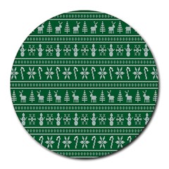Wallpaper Ugly Sweater Backgrounds Christmas Round Mousepad by artworkshop