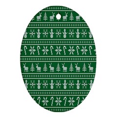 Wallpaper Ugly Sweater Backgrounds Christmas Oval Ornament (two Sides) by artworkshop