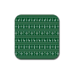 Wallpaper Ugly Sweater Backgrounds Christmas Rubber Coaster (square)