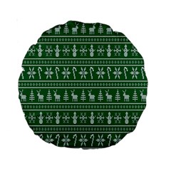 Wallpaper Ugly Sweater Backgrounds Christmas Standard 15  Premium Round Cushions by artworkshop