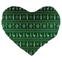Wallpaper Ugly Sweater Backgrounds Christmas Large 19  Premium Heart Shape Cushions by artworkshop