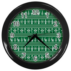 Wallpaper Ugly Sweater Backgrounds Christmas Wall Clock (black) by artworkshop