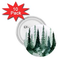 Tree Watercolor Painting Pine Forest 1.75  Buttons (10 pack)