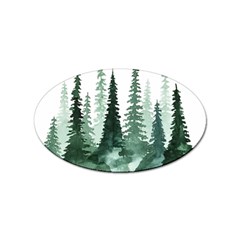 Tree Watercolor Painting Pine Forest Sticker (Oval)