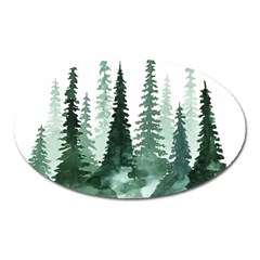 Tree Watercolor Painting Pine Forest Oval Magnet