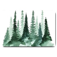 Tree Watercolor Painting Pine Forest Large Doormat