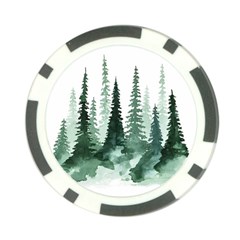 Tree Watercolor Painting Pine Forest Poker Chip Card Guard