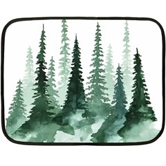 Tree Watercolor Painting Pine Forest Two Sides Fleece Blanket (Mini)