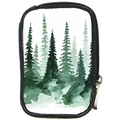 Tree Watercolor Painting Pine Forest Compact Camera Leather Case by Hannah976