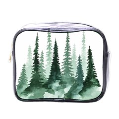 Tree Watercolor Painting Pine Forest Mini Toiletries Bag (One Side)