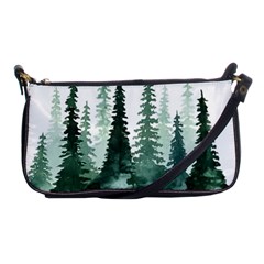 Tree Watercolor Painting Pine Forest Shoulder Clutch Bag