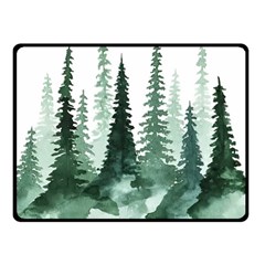 Tree Watercolor Painting Pine Forest Fleece Blanket (Small)