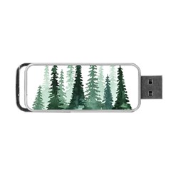 Tree Watercolor Painting Pine Forest Portable USB Flash (One Side)