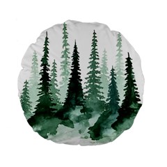 Tree Watercolor Painting Pine Forest Standard 15  Premium Round Cushions