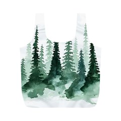 Tree Watercolor Painting Pine Forest Full Print Recycle Bag (M)