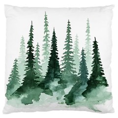 Tree Watercolor Painting Pine Forest Large Premium Plush Fleece Cushion Case (Two Sides)