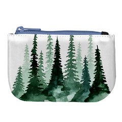 Tree Watercolor Painting Pine Forest Large Coin Purse