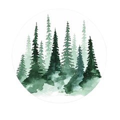 Tree Watercolor Painting Pine Forest Mini Round Pill Box