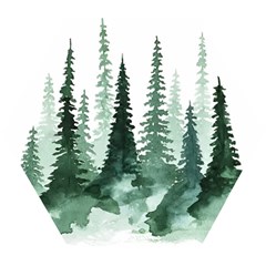 Tree Watercolor Painting Pine Forest Wooden Puzzle Hexagon