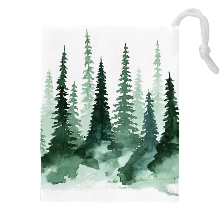 Tree Watercolor Painting Pine Forest Drawstring Pouch (5XL)