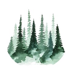 Tree Watercolor Painting Pine Forest Pop socket (White)