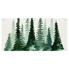 Tree Watercolor Painting Pine Forest Banner and Sign 4  x 2 