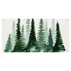 Tree Watercolor Painting Pine Forest Banner and Sign 8  x 4 