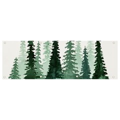 Tree Watercolor Painting Pine Forest Banner and Sign 9  x 3 