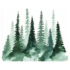 Tree Watercolor Painting Pine Forest Premium Plush Fleece Blanket (Medium)