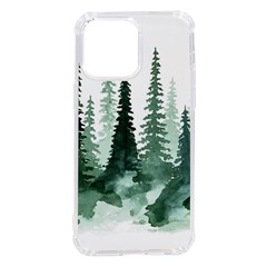 Tree Watercolor Painting Pine Forest iPhone 14 Pro Max TPU UV Print Case