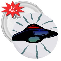 Alien Unidentified Flying Object Ufo 3  Buttons (10 Pack) 