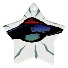 Alien Unidentified Flying Object Ufo Star Ornament (two Sides)