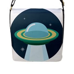 Illustration Ufo Alien  Unidentified Flying Object Flap Closure Messenger Bag (l)