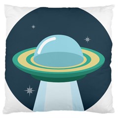 Illustration Ufo Alien  Unidentified Flying Object Large Premium Plush Fleece Cushion Case (two Sides)